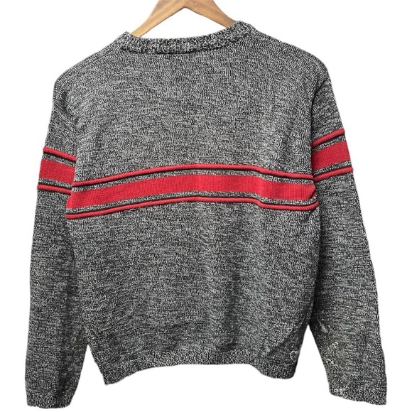 horizontal line pattern crewneck 90s vintage paint splatter sweater sweatshirt - Picture 6 of 8